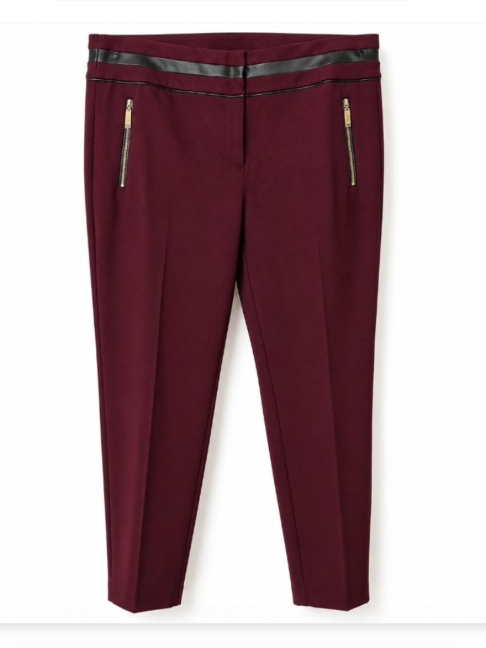 Anne Klein Burgundy Gold Zip Ankle Pants Size 16 Suit Separates